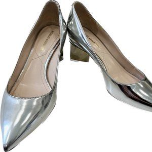 Nicholas Kirkwood Silver Metallic Pointed Toe Block Heel Pumps (EU35.5/US5.5)